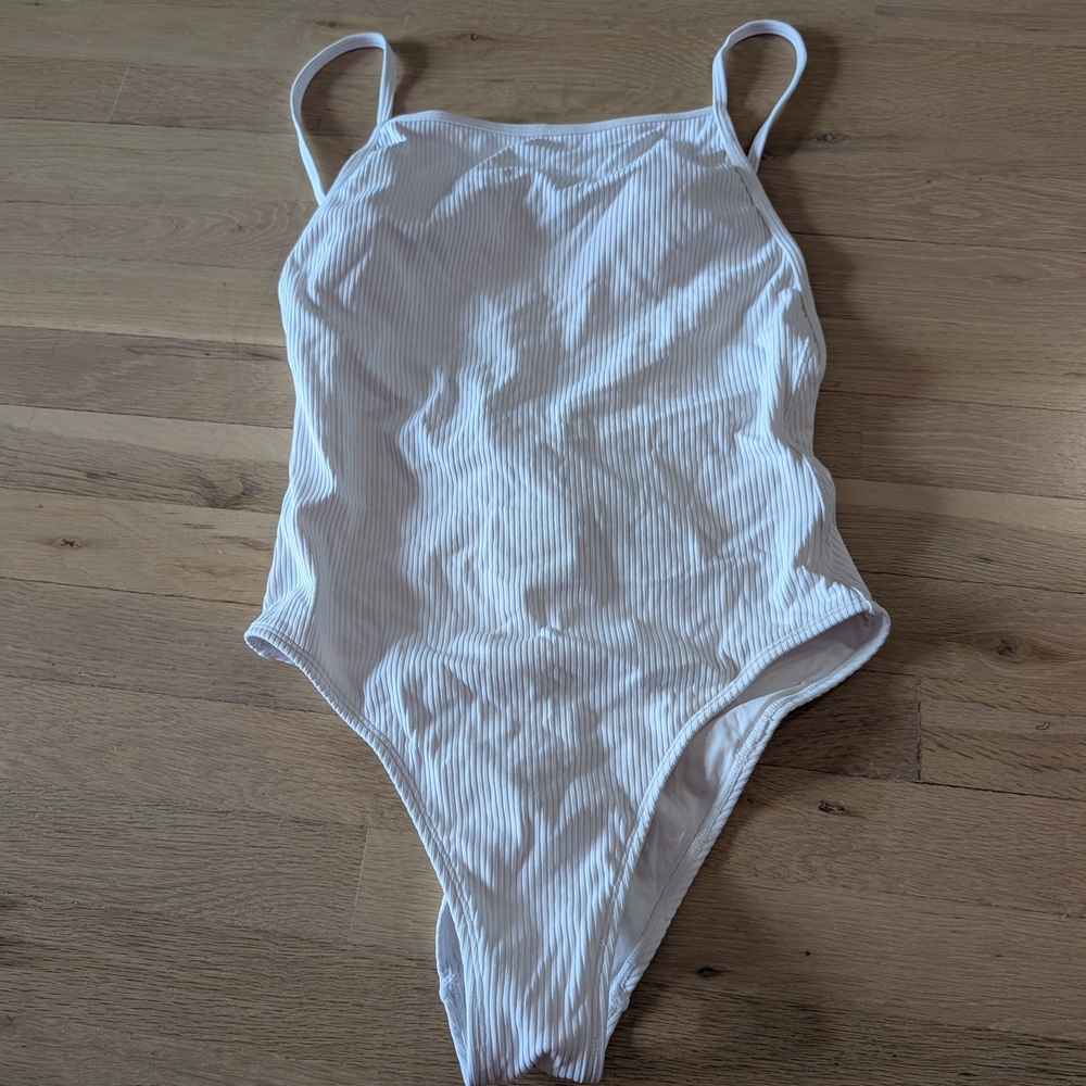 Andie White Striped One Piece Swimsuit